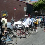 July 2010 Social Justice Mural tour bike ride visiting the Banksy stencil near Mission Street July 2010 Social Justice Mural tour bike ride visiting the Banksy stencil near Mission Street